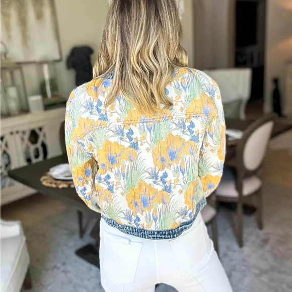 Floral woven jacquard denim button boho bohemian jacket - Picture 13 of 14